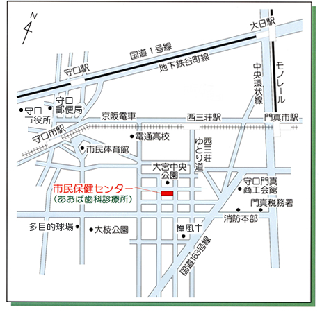 保健センターへのアクセス地図